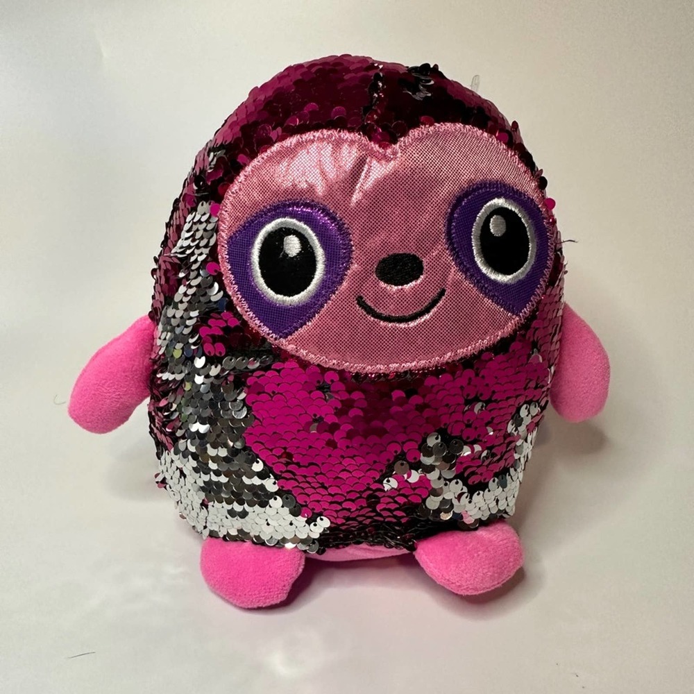 Linzy Pink Sequin Sloth Plush Stuffed Animal - Squishy Toy